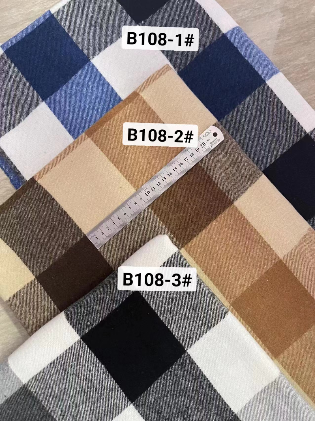 涤棉法兰绒格子布 衬衫裤子面料 几何印花毛绒布 秋冬服装面料