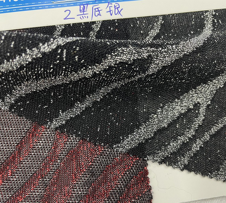 现货供应针织金银线面料 110克薄款豹纹金葱提花布 打底衫女装料