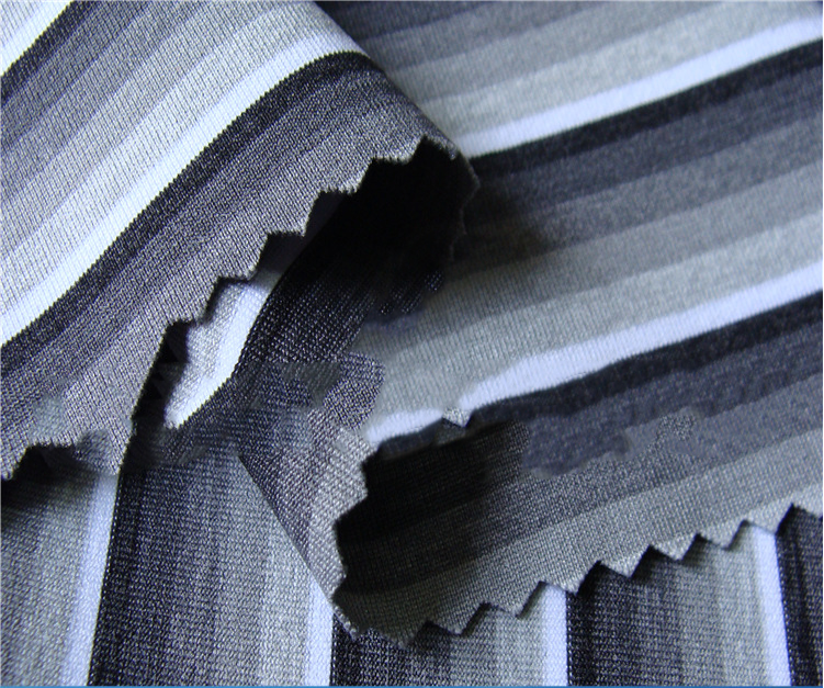 渐变色色织条纹涤纶高弹针织上衣服装纺织面料