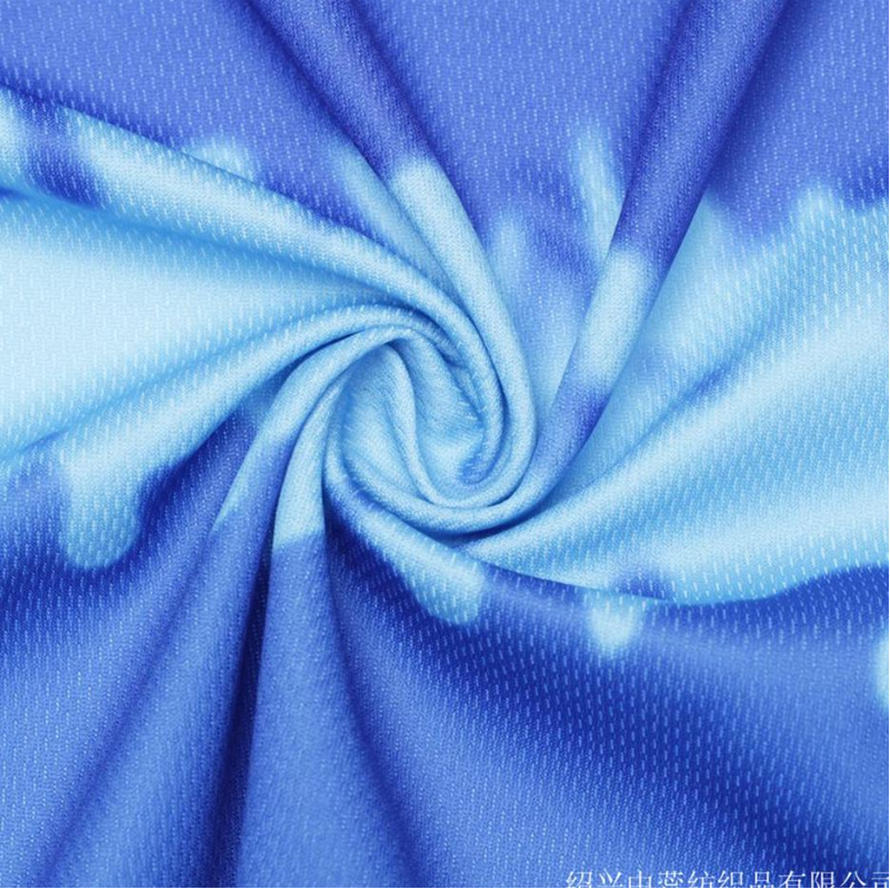 网眼数码印花鸟眼印花网布 T桖短袖体能运动服面料