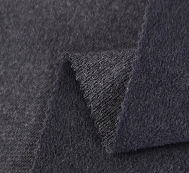 厂家批发T/C花灰卫衣摇粒绒户外防寒服休闲加绒外套服装针织面料