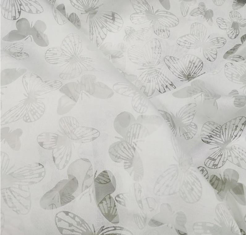 现货梭织烂花布料小花人丝时尚透明涤棉