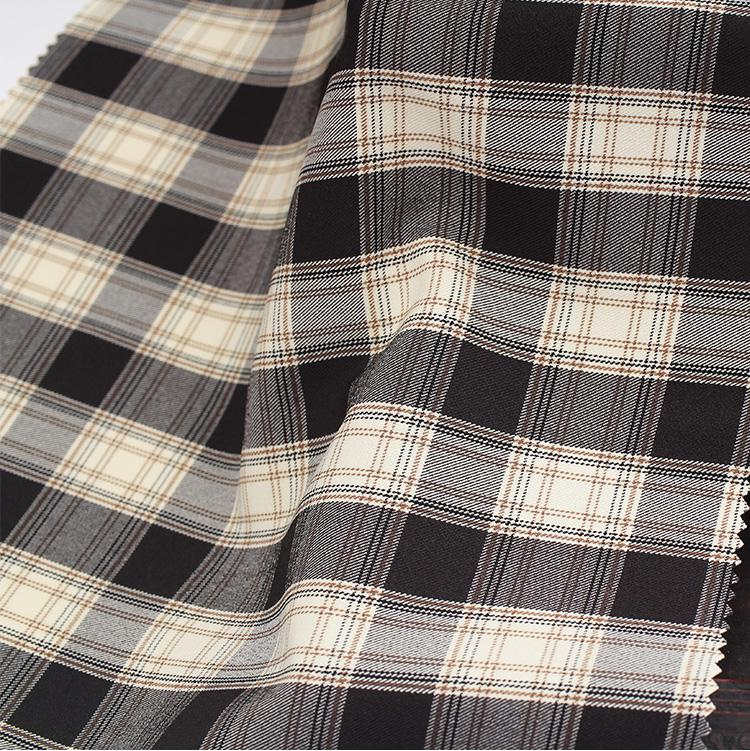 梭织四面弹全涤格子布 新品衬衫连衣裙弹力面料价格咨询客服
