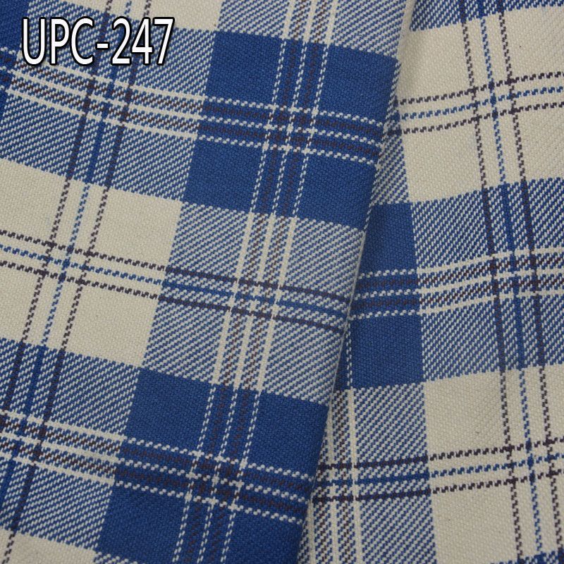 定做款 全棉色织格子布 319g/m2 57/58" 全棉牛仔藍色織格仔布 UPC-247