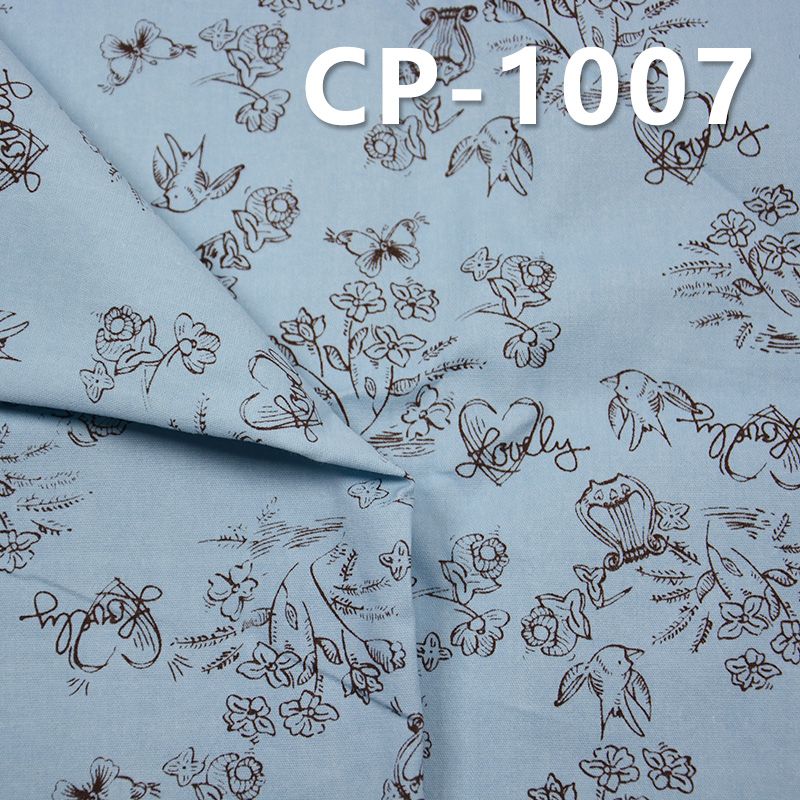 全棉100*52磨毛印花布 181g/m2 57" 全棉磨毛平紋印燕子花 CP-1007