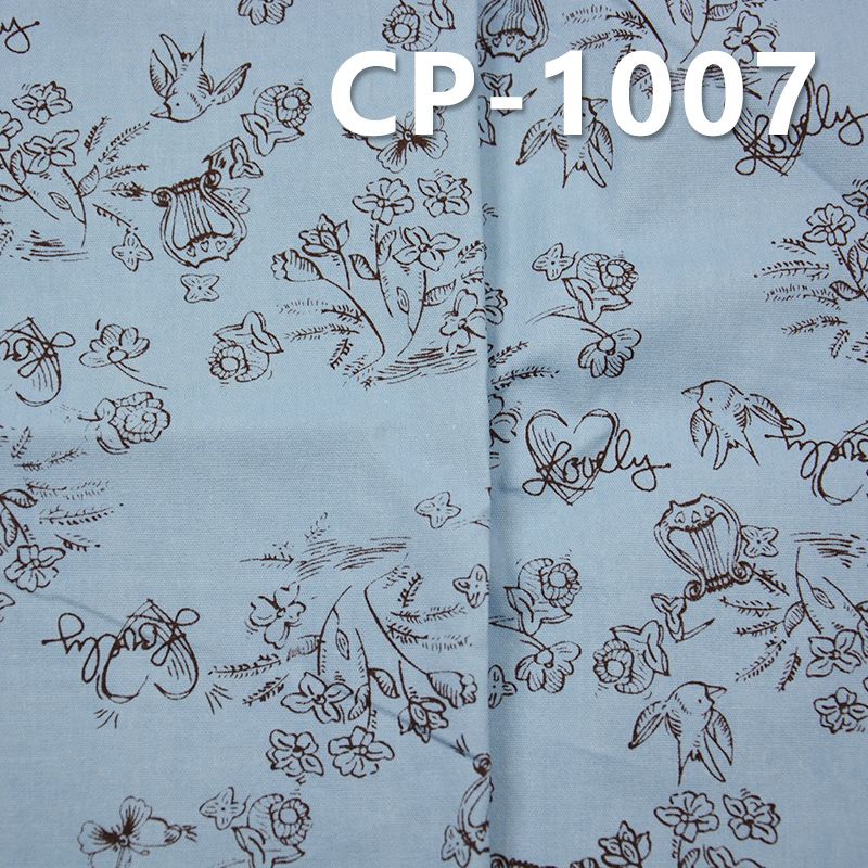 全棉100*52磨毛印花布 181g/m2 57" 全棉磨毛平紋印燕子花 CP-1007