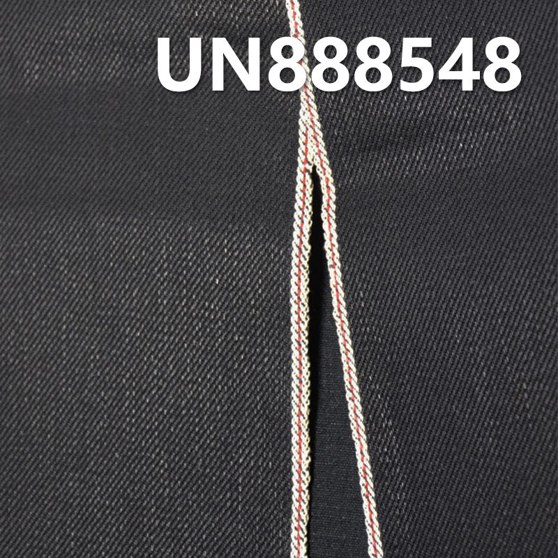 全棉黑面黑底牛仔 11.5OZ 32/33“ 全棉右斜色织黑底红边牛仔布 UN888548