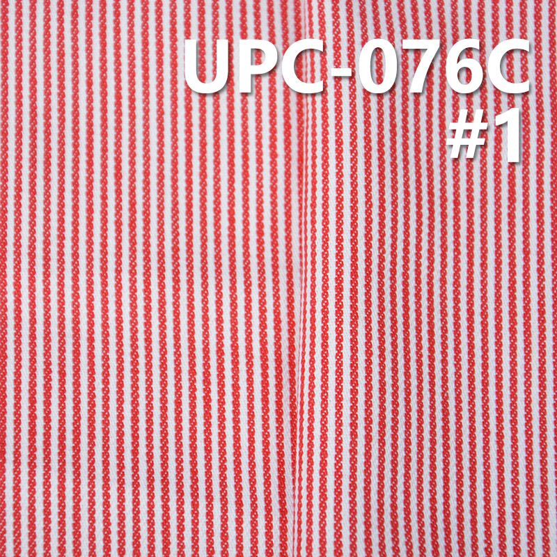 全棉条纹色织布 279g/m2 57/58“ 纯棉条纹布 红白相间 全棉红色条纹色织布 UPC-076C