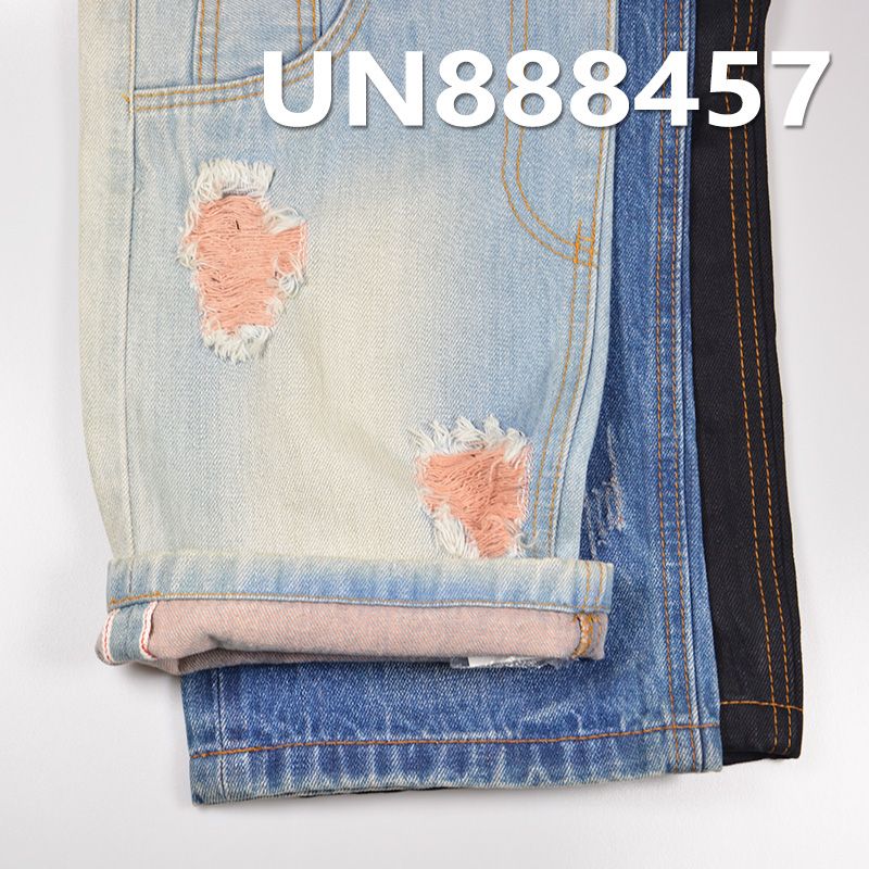 全棉竹节右斜色织红边牛仔布 12.9oz 31/32" UN888457