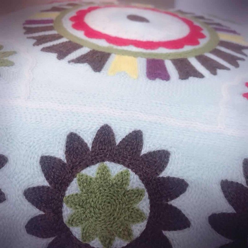 Q002 單面帆布太陽花 小太陽花刺繡抱枕套 摩洛哥風格抱枕套不含芯 45*45