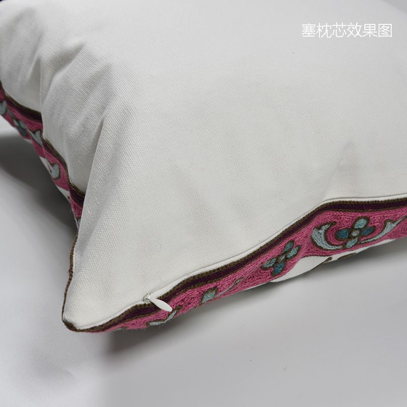 刺绣田园抱枕靠垫新中式新古典风格腰枕可拆洗枕套不含芯   01Q1