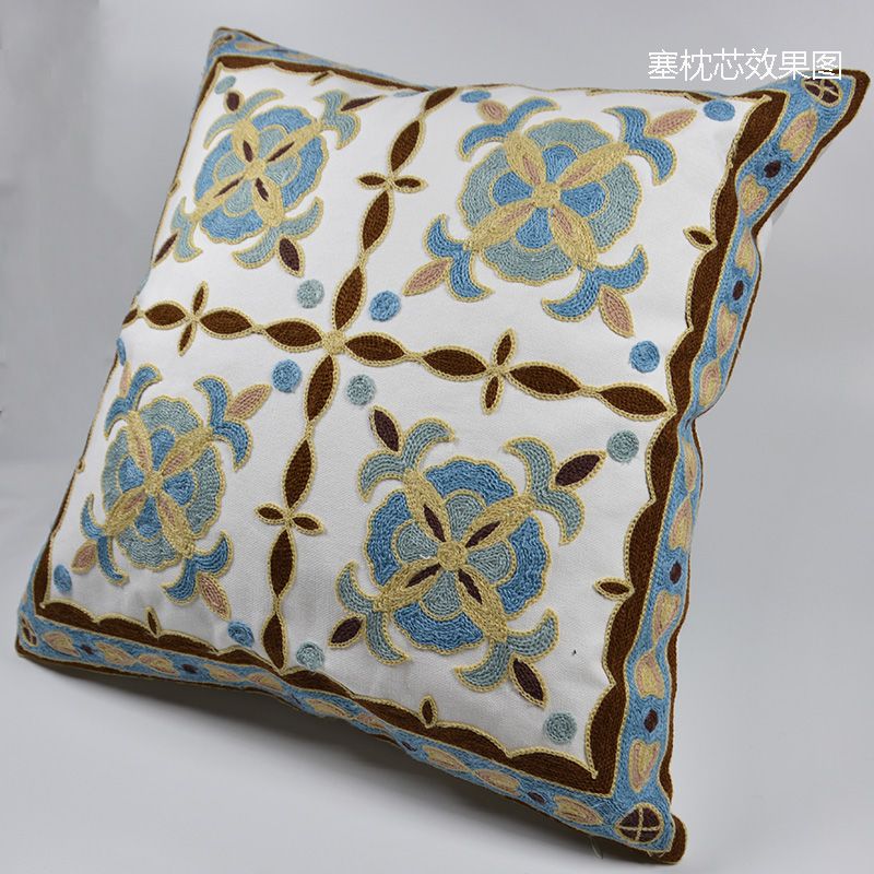 摩洛哥风毛线刺绣沙发抱枕床靠垫汽车腰枕靠枕护腰不含芯   Q012