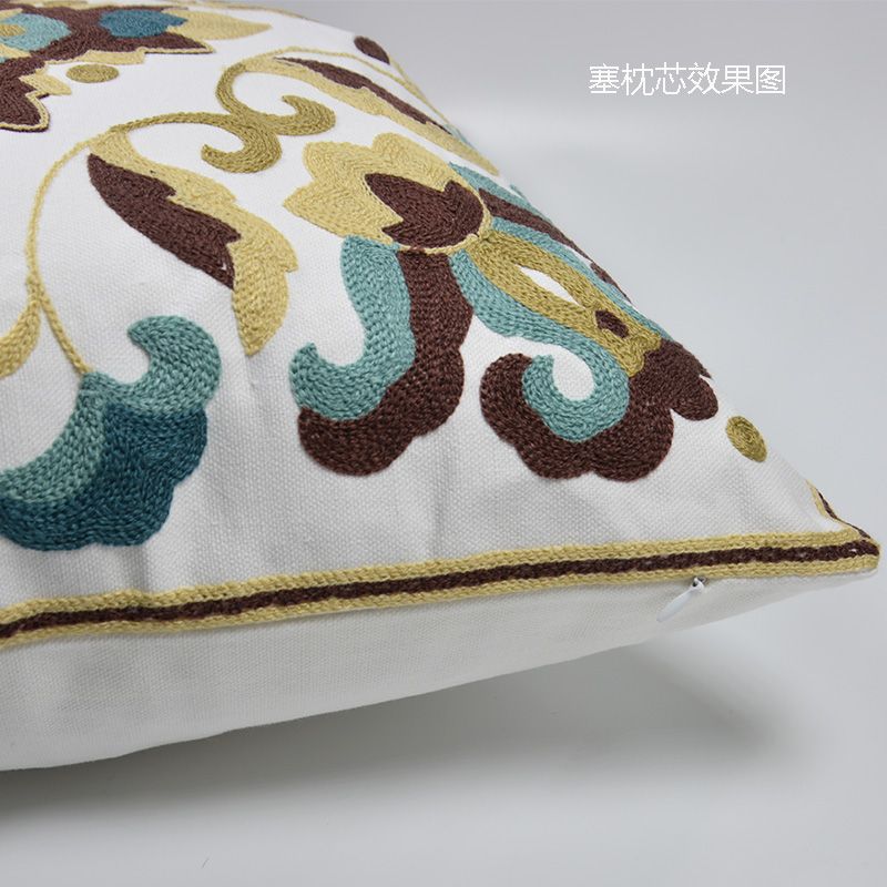 时尚居家棉质绣花办公室沙发汽车抱枕靠垫套靠枕枕头不含芯   Q020
