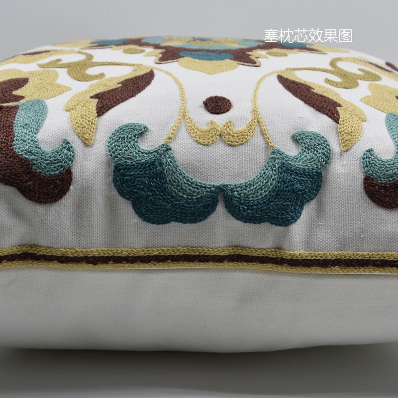 时尚居家棉质绣花办公室沙发汽车抱枕靠垫套靠枕枕头不含芯   Q020