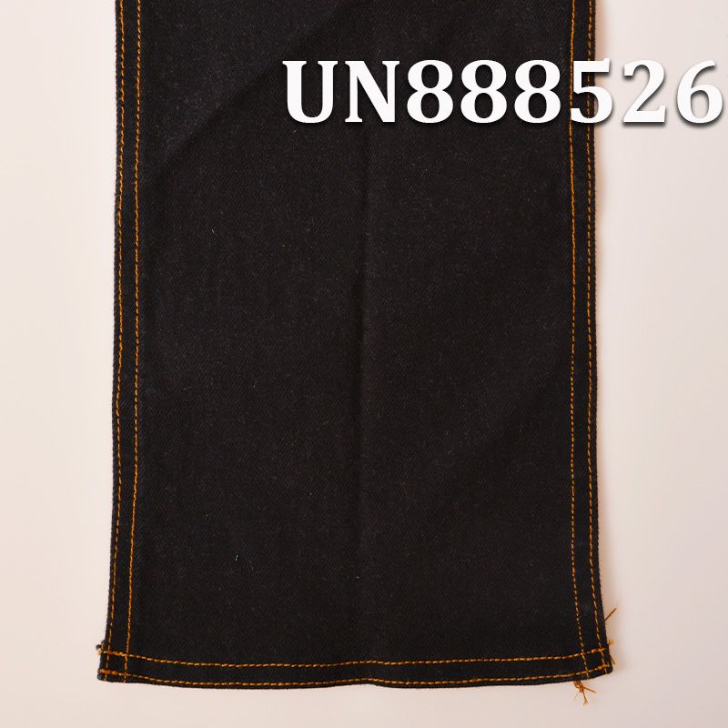 棉弹黑面黑底牛仔 32/33" 12OZ 99%棉1%弹力右斜色织红边牛仔布 UN888526