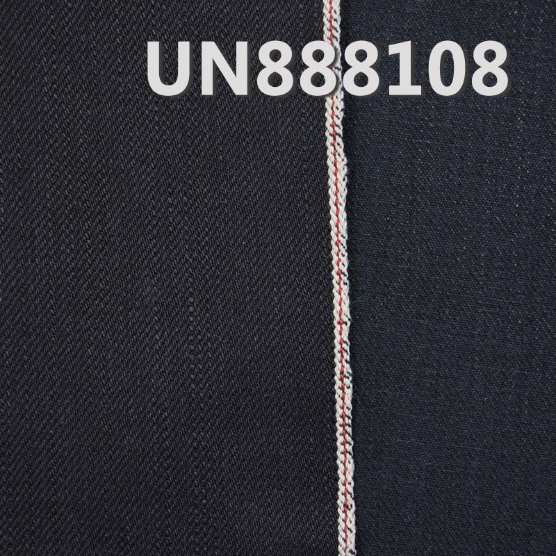 全棉黑面黑底牛仔 13.4oz 34.5" 赤耳DENIM丹甯布 全棉竹節右斜色織紅邊牛仔布 UN888108