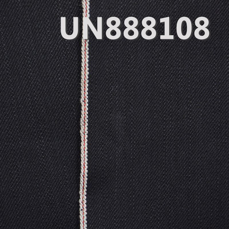 全棉黑面黑底牛仔 13.4oz 34.5" 赤耳DENIM丹宁布 全棉竹节右斜色织红边牛仔布 UN888108