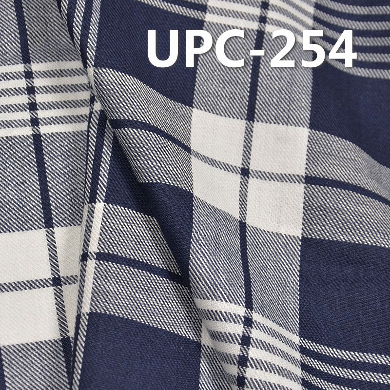 全棉色织格子布 136g/m2 57/58" 100%棉学院风靛蓝色织格仔布 UPC-254