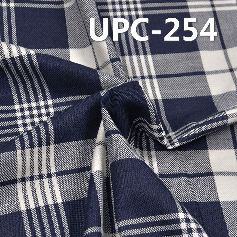 全棉色织格子布 136g/m2 57/58" 100%棉学院风靛蓝色织格仔布 UPC-254