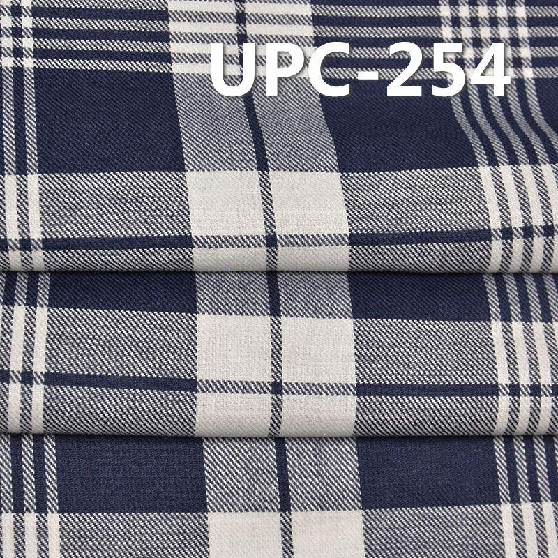 全棉色织格子布 136g/m2 57/58" 100%棉学院风靛蓝色织格仔布 UPC-254