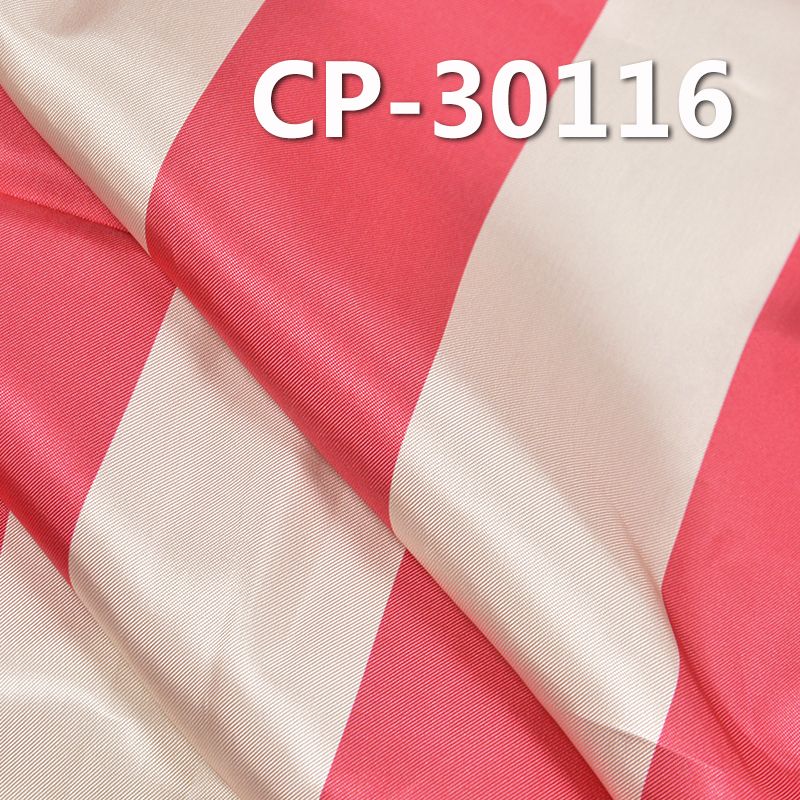 人絲斜紋印花布 135g/m2 52/54" 100%人絲斜紋印花條子布 CP-30116