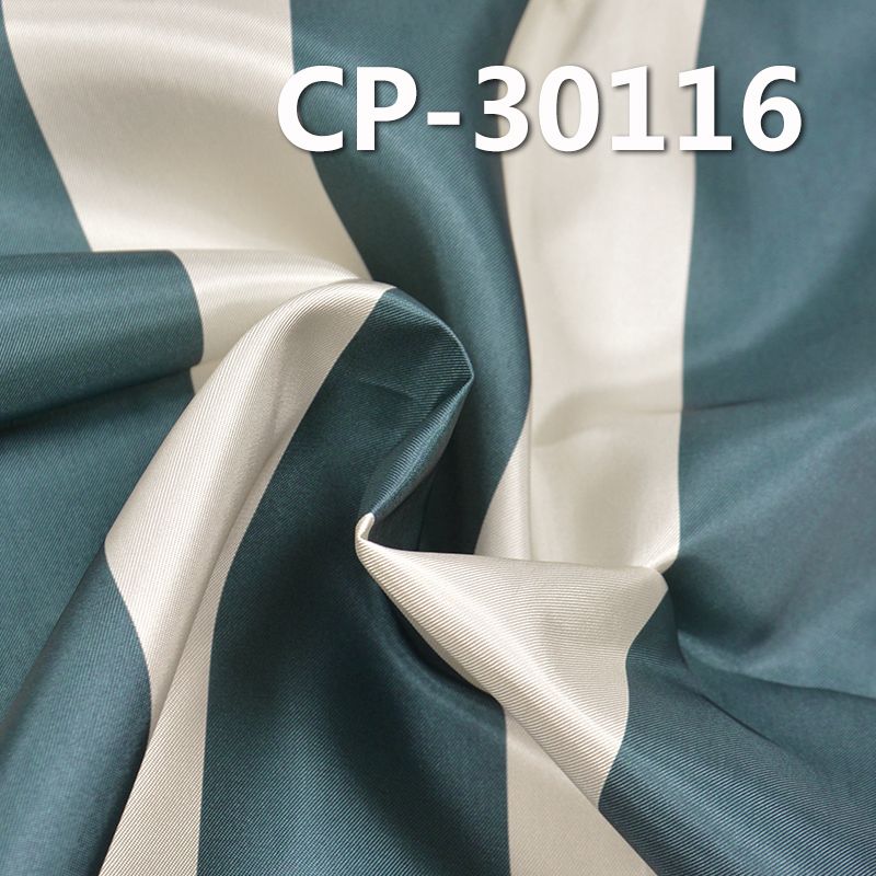 人絲斜紋印花布 135g/m2 52/54" 100%人絲斜紋印花條子布 CP-30116