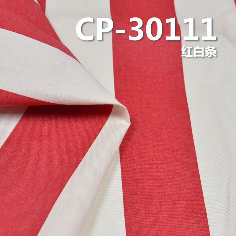 全棉竖条纹印花布 155g/m2 57/58" CP-30111 全棉2/1三片斜竖条纹印花布