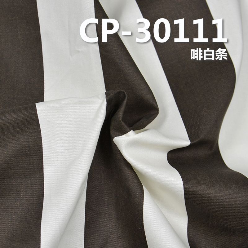 全棉竖条纹印花布 155g/m2 57/58" CP-30111 全棉2/1三片斜竖条纹印花布