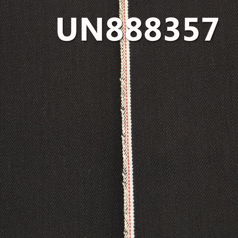 黑面黑底竹节牛仔 11.9oz 31" 68.2%棉31.7%滌0.1%彈竹节右斜红邊牛仔布 UN888357