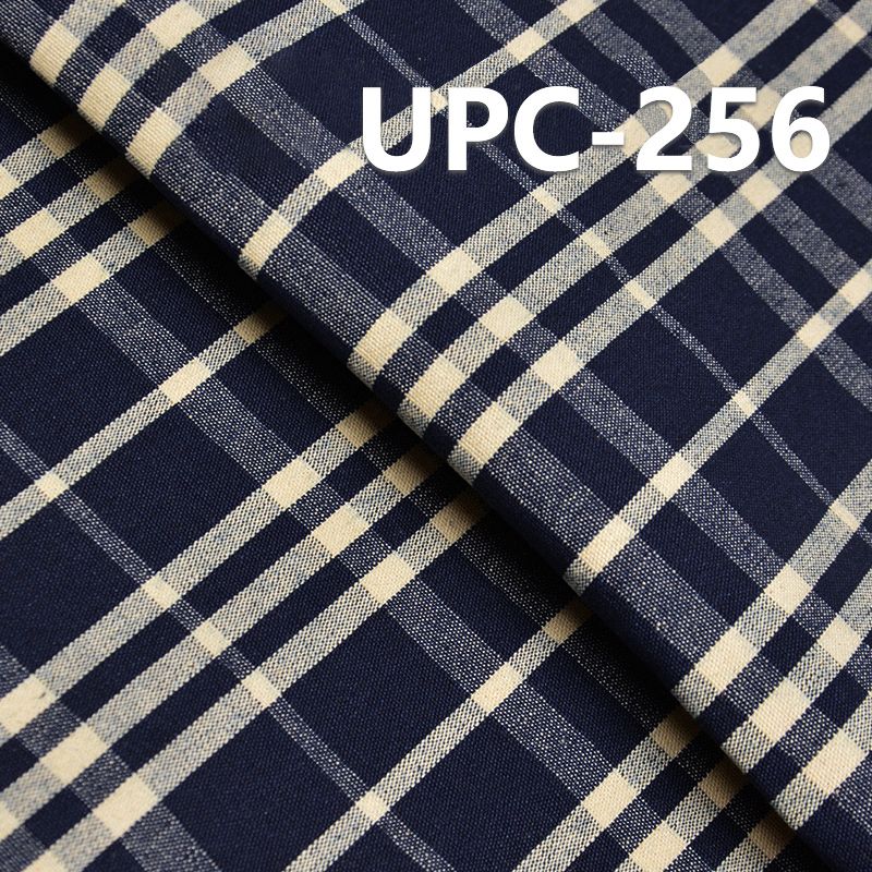 全棉色织格子布 8.5OZ 58.5" 全棉学院风INDIGO色织格子 UPC-256