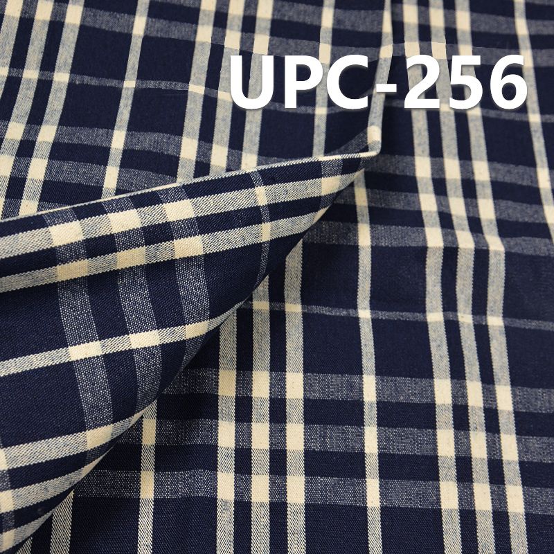 全棉色织格子布 8.5OZ 58.5" 全棉学院风INDIGO色织格子 UPC-256