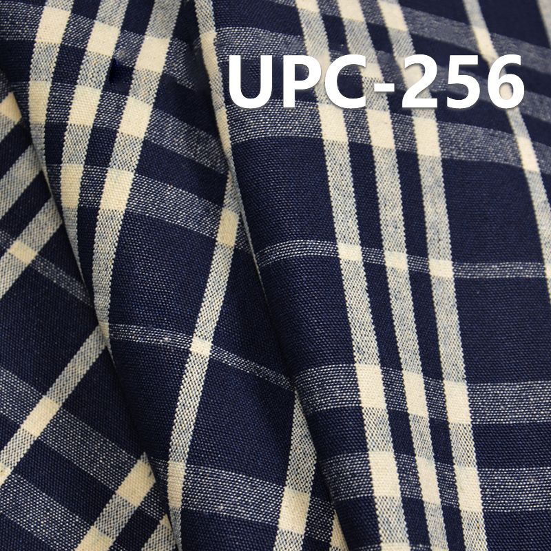 全棉色织格子布 8.5OZ 58.5" 全棉学院风INDIGO色织格子 UPC-256