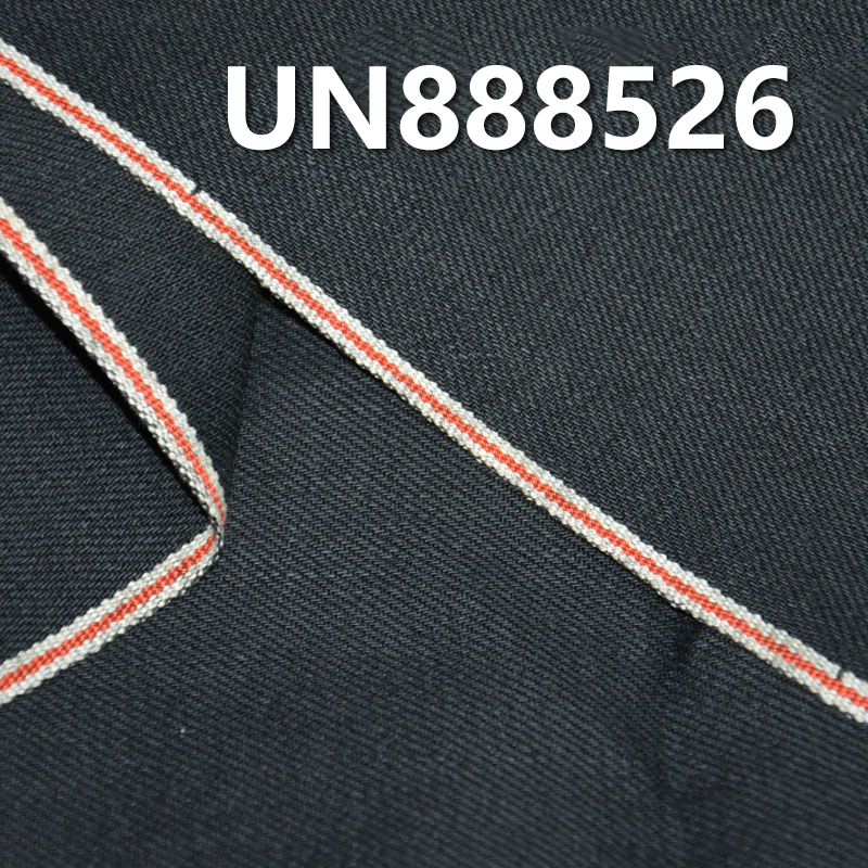 棉弹黑面黑底牛仔 32/33" 12OZ 99%棉1%弹力右斜色织红边牛仔布 UN888526