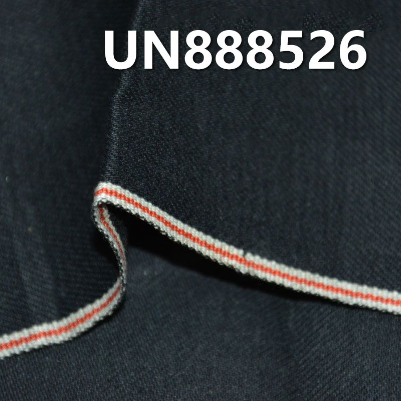 棉弹黑面黑底牛仔 32/33" 12OZ 99%棉1%弹力右斜色织红边牛仔布 UN888526