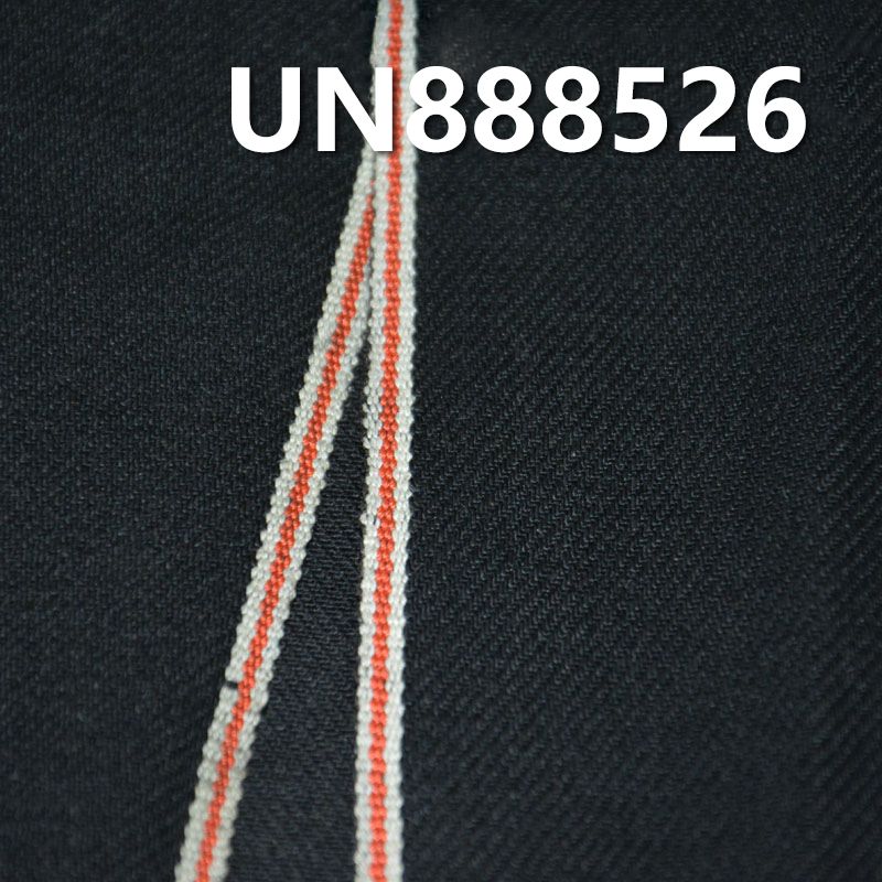 棉弹黑面黑底牛仔 32/33" 12OZ 99%棉1%弹力右斜色织红边牛仔布 UN888526