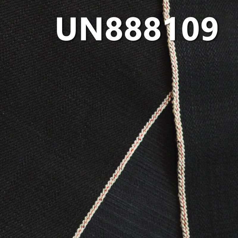 全棉黑面黑底牛仔 34" 14.6oz 赤耳DENIM丹甯布 全棉竹節右斜紅邊牛仔布 UN888109