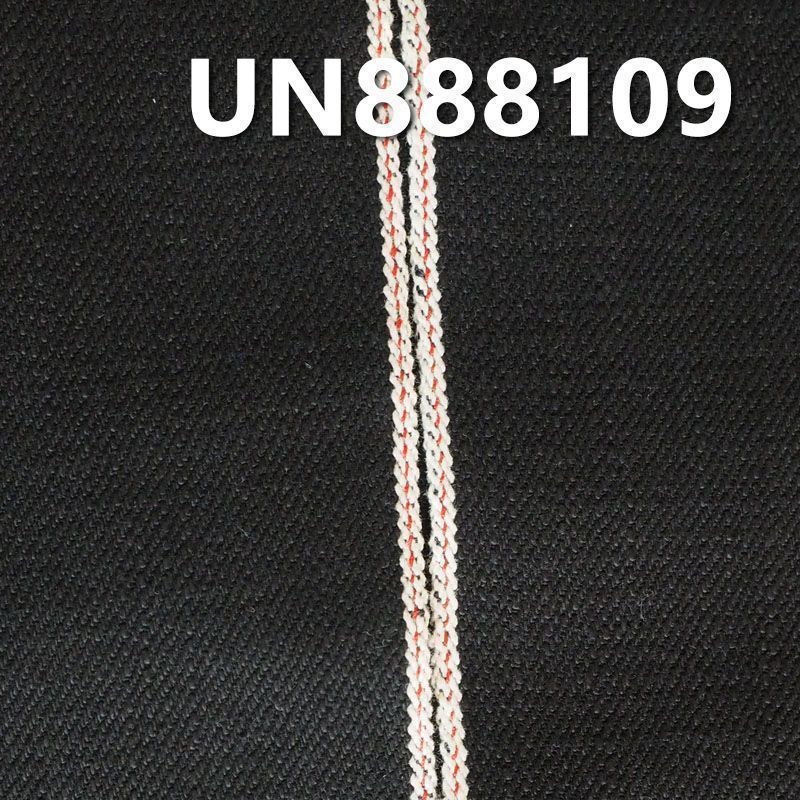 全棉黑面黑底牛仔 34" 14.6oz 赤耳DENIM丹甯布 全棉竹節右斜紅邊牛仔布 UN888109