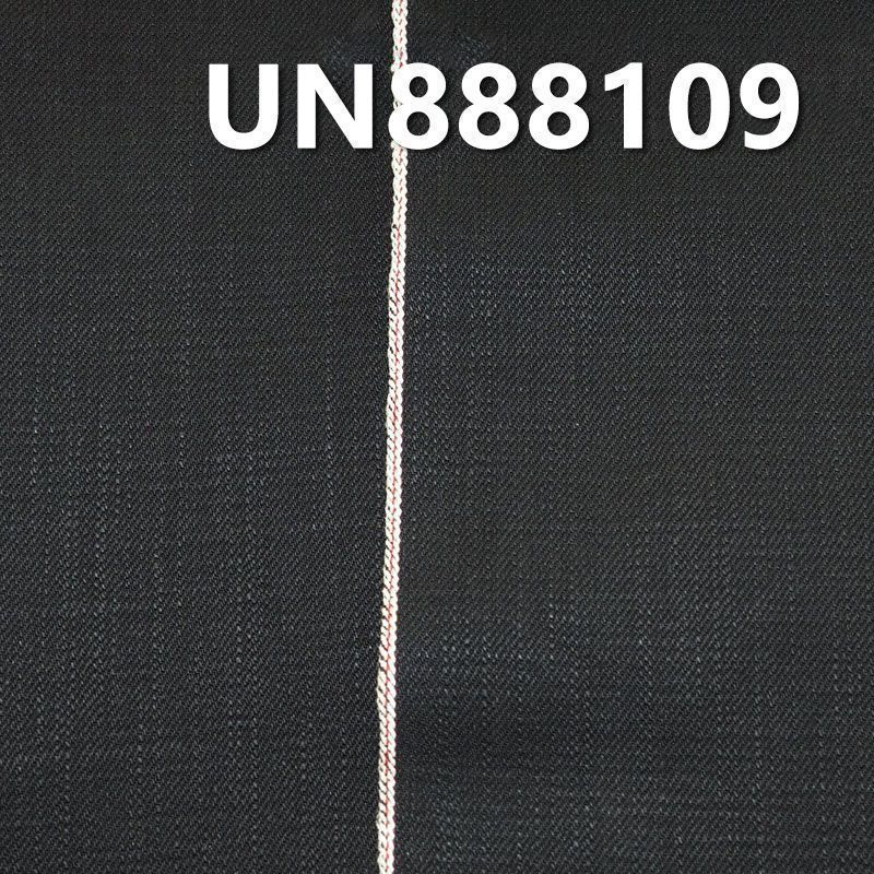 全棉黑面黑底牛仔 34" 14.6oz 赤耳DENIM丹宁布 全棉竹节右斜红邊牛仔布 UN888109