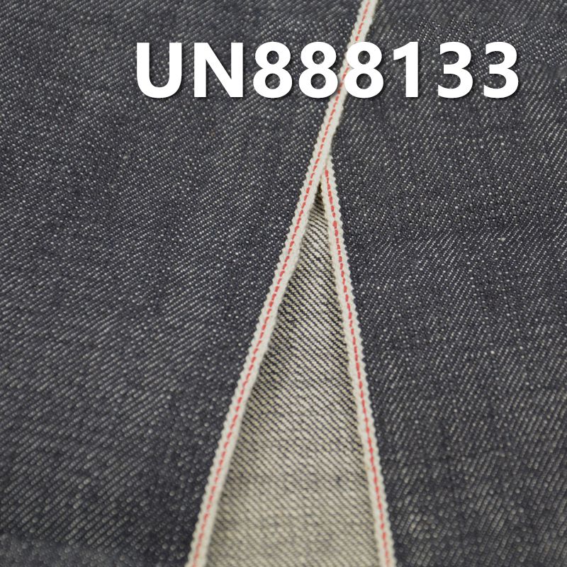 全棉竹节斜纹牛仔 14oz 33" 赤耳Selvedge Denim古法丹宁布 全棉竹节右斜色边牛仔 UN888133