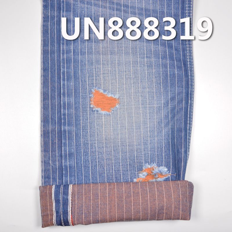 100%棉右斜兰經克緯條子色邊牛仔 13oz 32/33" UN888319