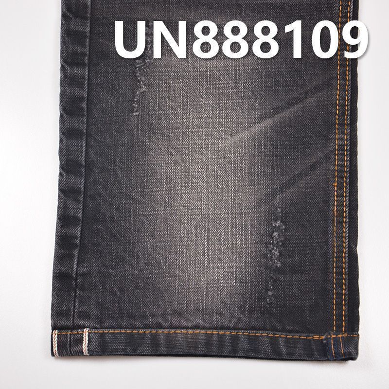 全棉黑面黑底牛仔 34" 14.6oz 赤耳DENIM丹宁布 全棉竹节右斜红邊牛仔布 UN888109