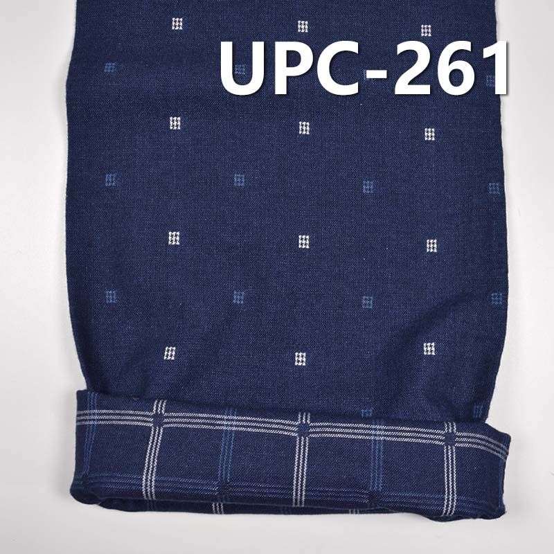 全棉学院风INDIGO蓝小提花色织格仔布 7.5oz 57/58" UPC-261