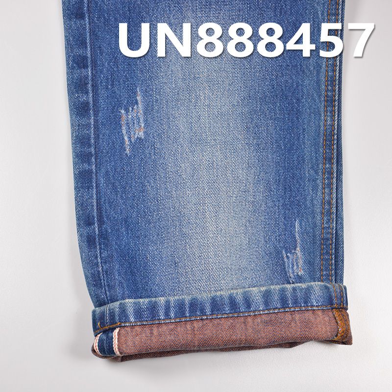 全棉竹节右斜色织红边牛仔布 12.9oz 31/32" UN888457