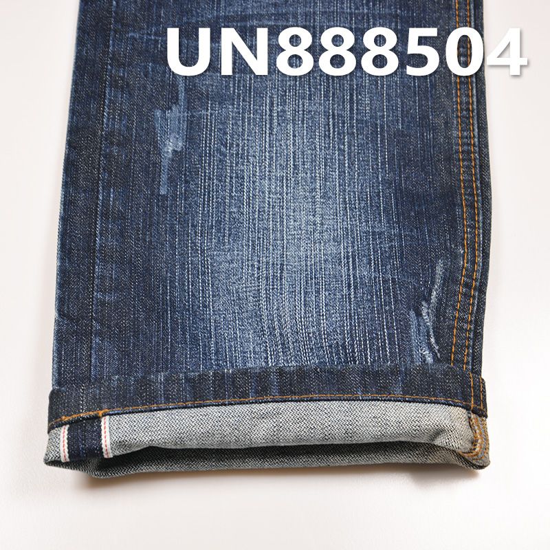 全棉竹節右斜牛仔 14.5oz 31/32" 全棉竹節右斜破卡/網紋紅邊牛仔布 UN888504