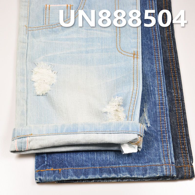 全棉竹節右斜牛仔 14.5oz 31/32" 全棉竹節右斜破卡/網紋紅邊牛仔布 UN888504