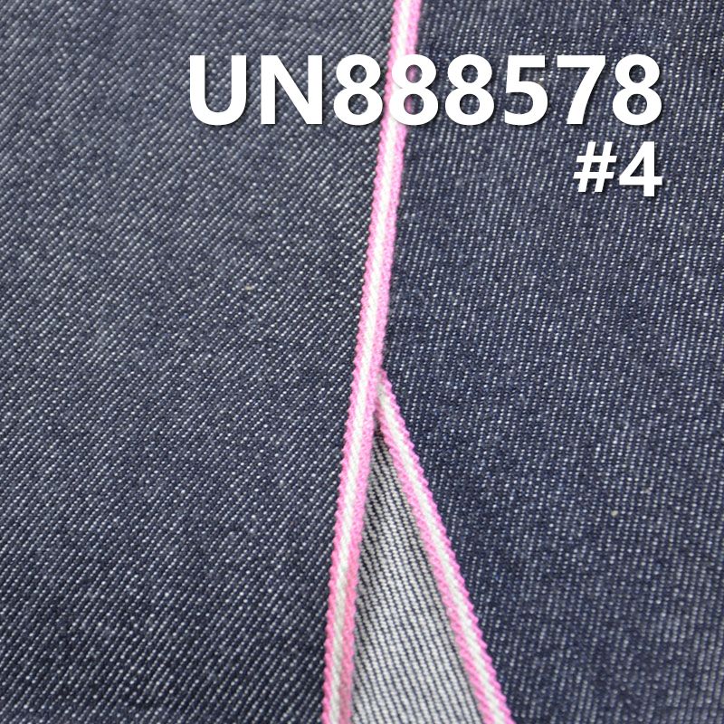 桃花系列-全棉竹节右斜红边牛仔布 14oz 31/32" UN888578