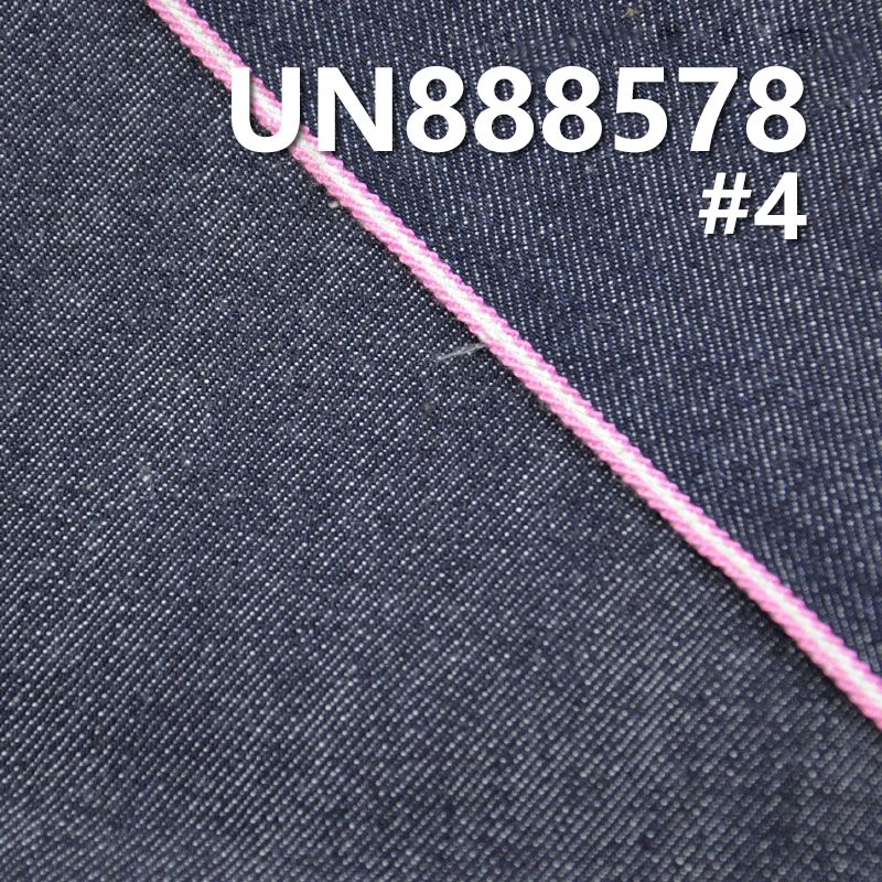 桃花系列-全棉竹节右斜红边牛仔布 14oz 31/32" UN888578