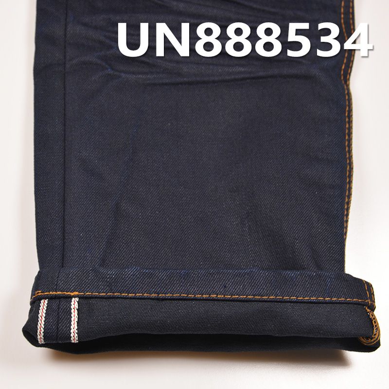 全棉竹節色織牛仔 15oz 30/31" 全棉竹節右斜色織紅邊牛仔布 UN888534