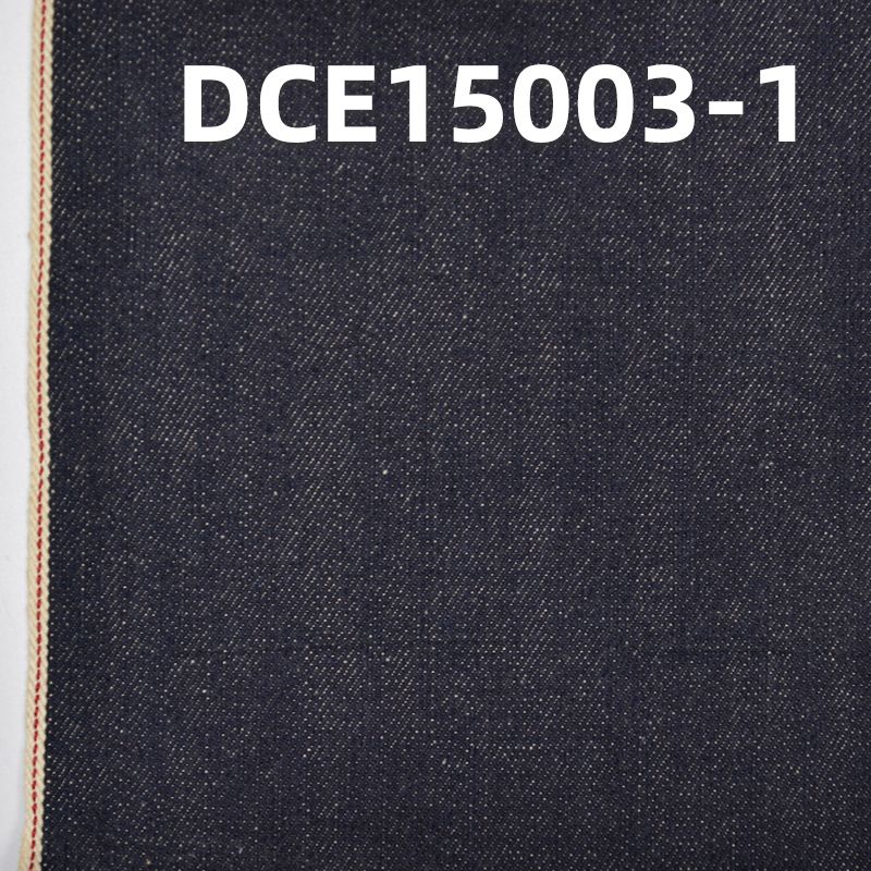 牛仔廠家 現貨DCE15003-2 全棉紅邊牛仔布 特價面料 藍面杏底 11.5OZ 34/35"