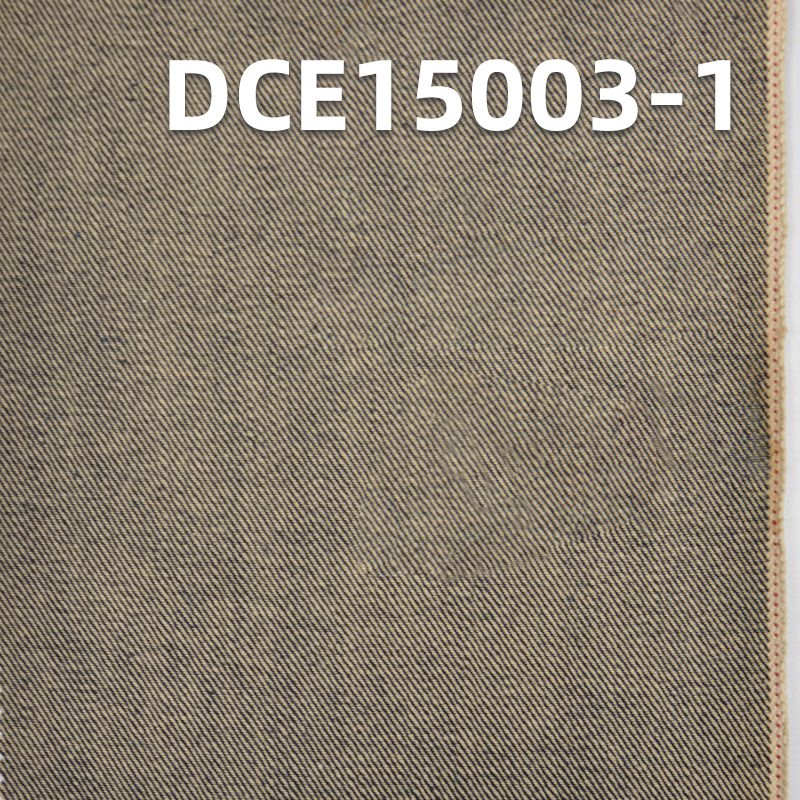 牛仔厂家 现货DCE15003-2 全棉红边牛仔布 特价面料 蓝面杏底 11.5OZ 34/35"